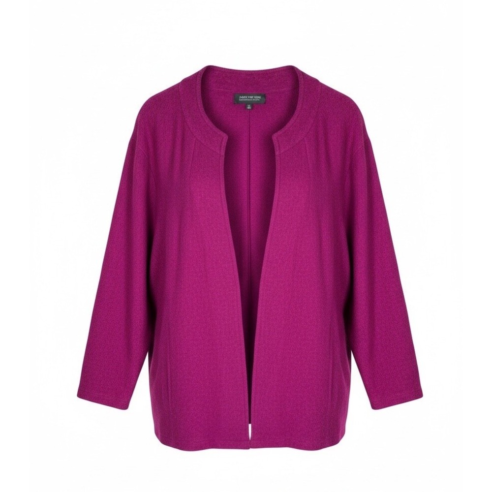 Jones New York Plus 3X 100% Merino Wool Fushia Pink Knubby Knit Jacket Pockets